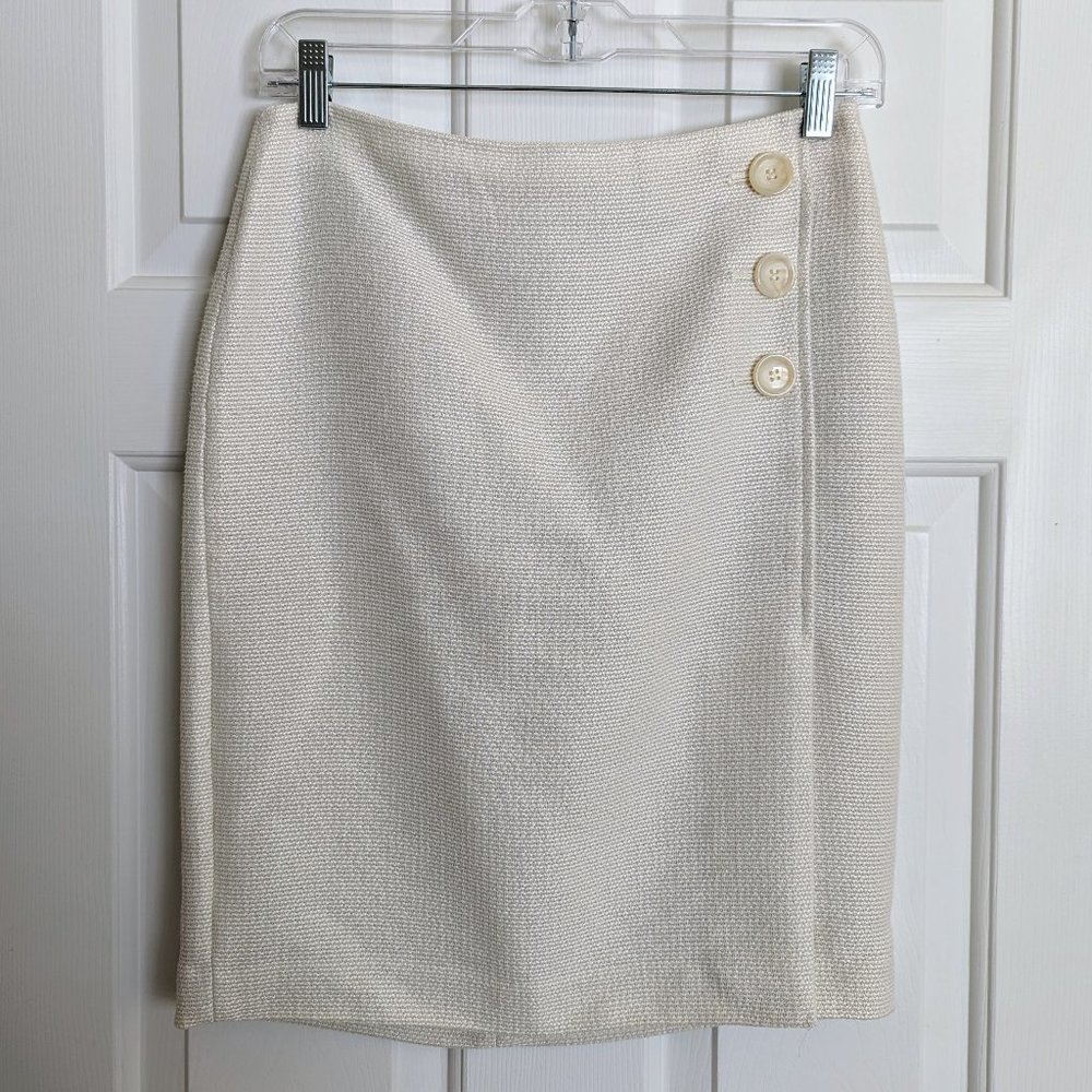 Ann Taylor Women's Ivory Tweed Skirt petite 2P